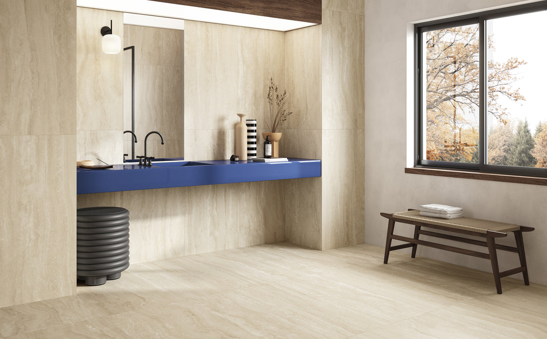 Navo Sabbia 12X24 matte porcelain tile introduces warm, sandy hues, bringing natural comfort to any setting.