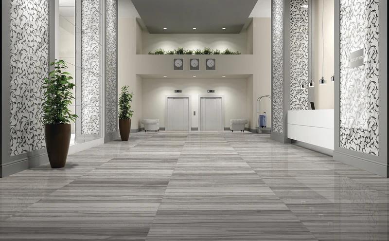 Deep grey hues and a glossy porcelain surface give Demira Dark Grey 12x24 a bold yet sophisticated appeal.