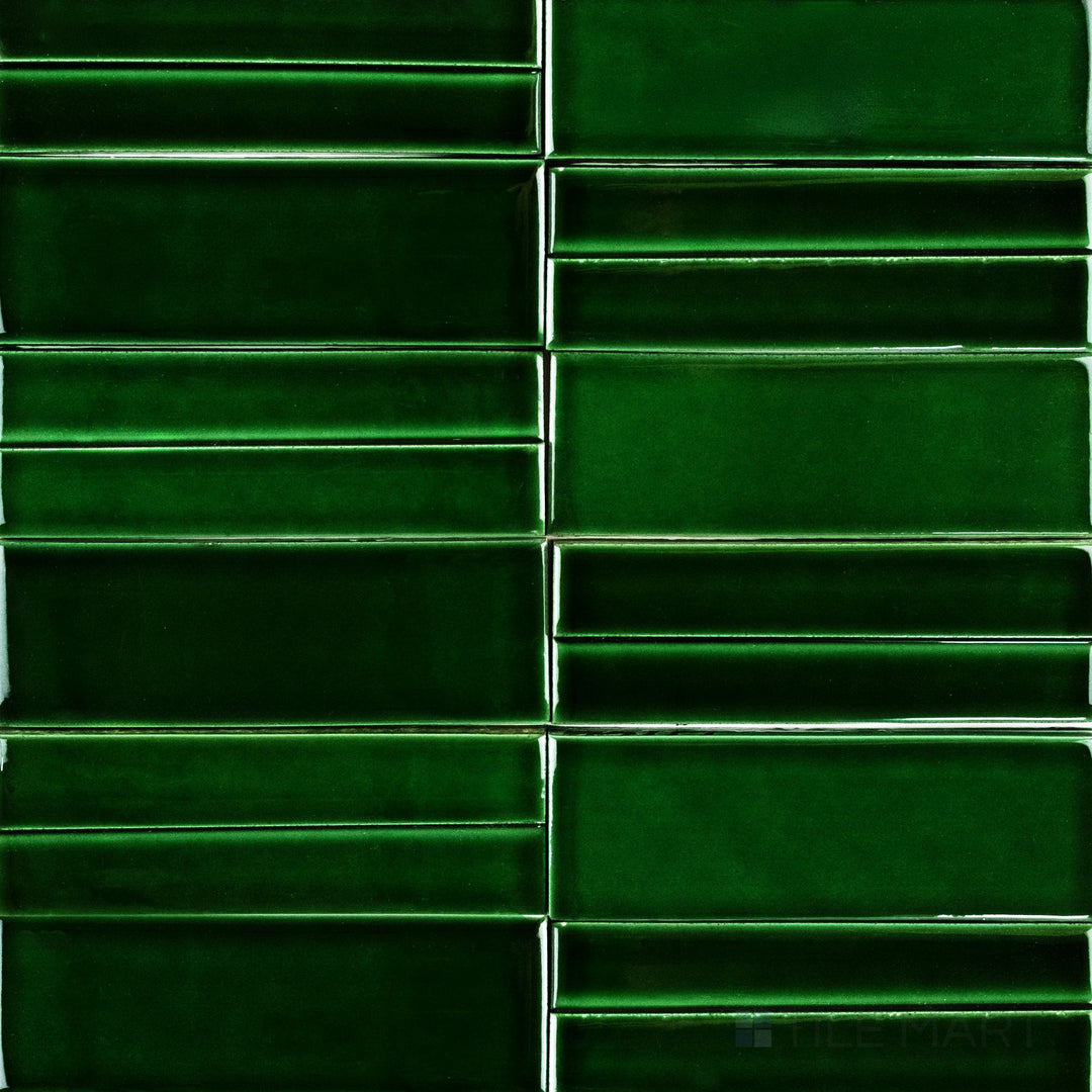 Casablanca Emerald 2X6 Glossy Ceramic Subway Extruded Tile