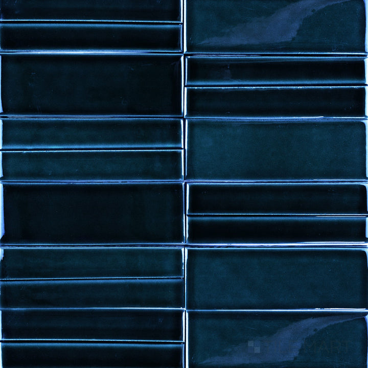 Casablanca Ocean Blue 2X6 Glossy Ceramic Subway Extruded Tile