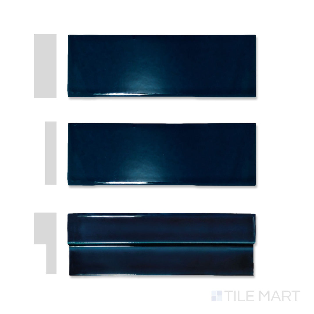 Casablanca Ocean Blue 2X6 Glossy Ceramic Subway Extruded Tile