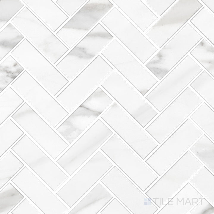 Classics 2.0 Calacatta Lincoln 1X3 Herringbone Gloss Porcelain Mosaic