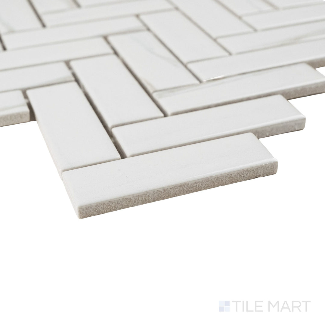 Classics 2.0 Calacatta Lincoln 1X3 Herringbone Gloss Porcelain Mosaic