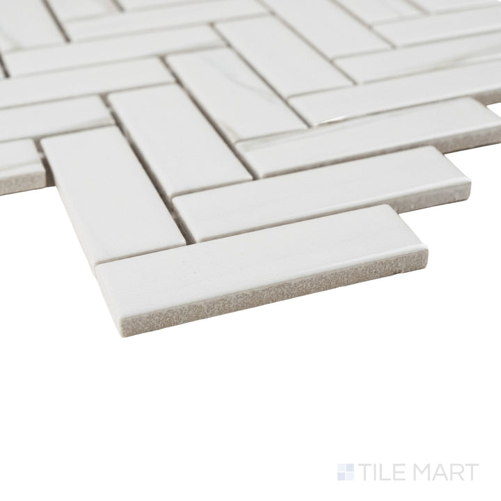 Classics 2.0 Calacatta Lincoln 1X3 Herringbone Gloss Porcelain Mosaic