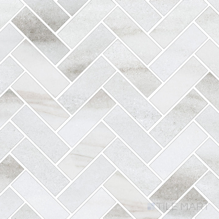 Classics 2.0 Macael White 1X3 Herringbone Gloss Porcelain Mosaic