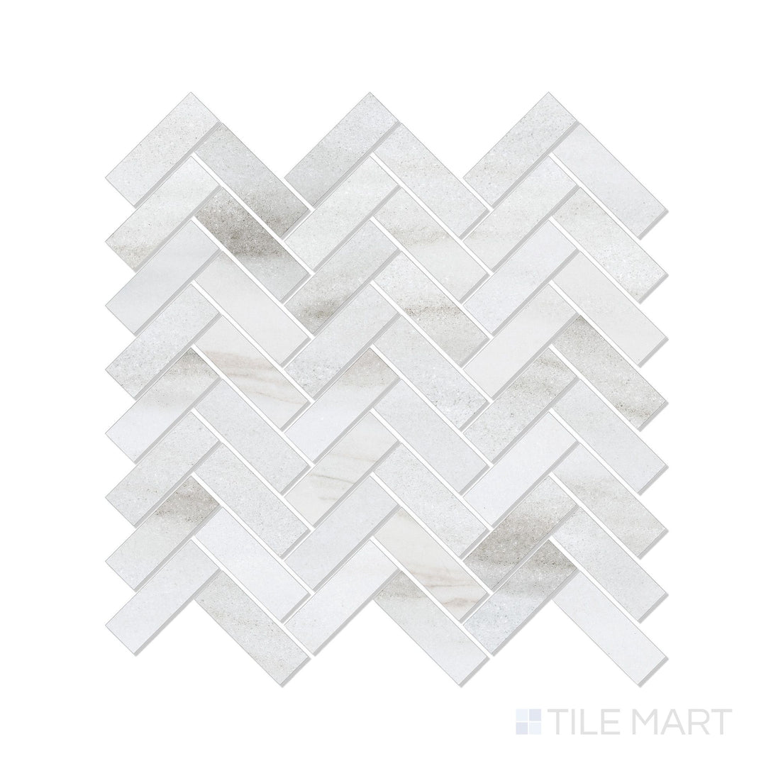 Classics 2.0 Macael White 1X3 Herringbone Gloss Porcelain Mosaic
