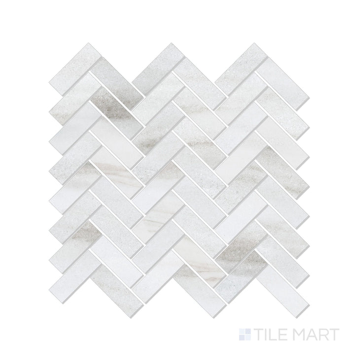 Classics 2.0 Macael White 1X3 Herringbone Gloss Porcelain Mosaic