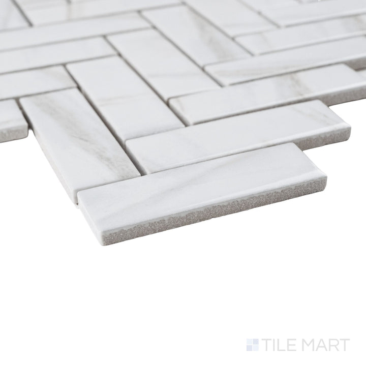 Classics 2.0 Macael White 1X3 Herringbone Gloss Porcelain Mosaic