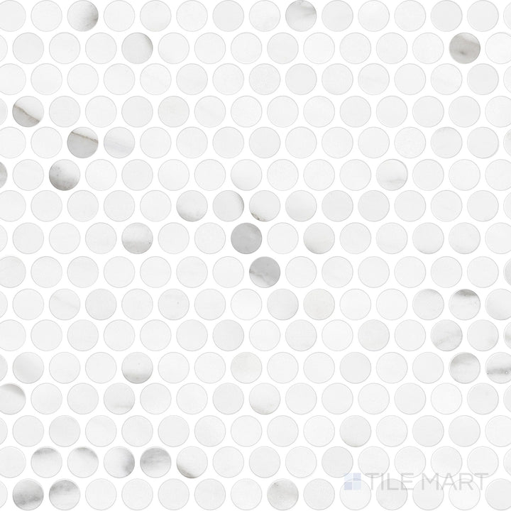 Classics 2.0 Calacatta Lincoln 1" Penny Round Matte Porcelain Mosaic