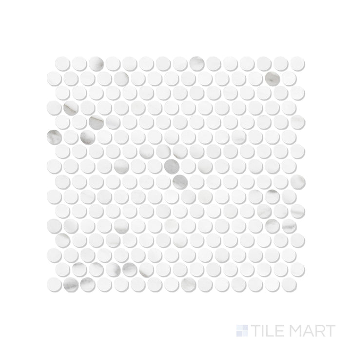 Classics 2.0 Calacatta Lincoln 1" Penny Round Matte Porcelain Mosaic
