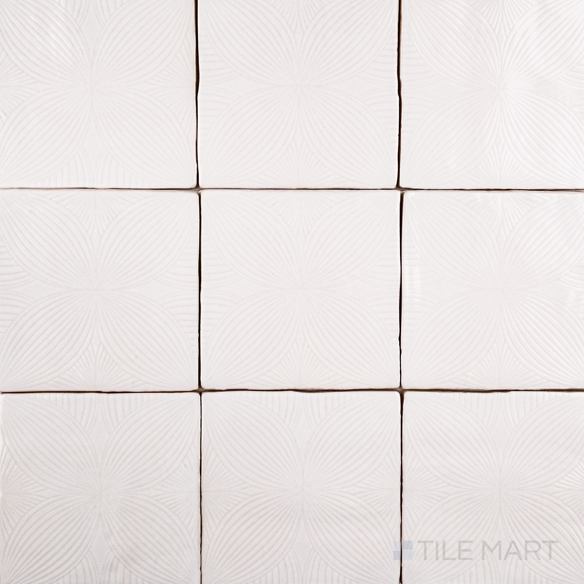 Melody Easton White Audrey Decor 5X5 Glossy Ceramic Tile | Tilemart