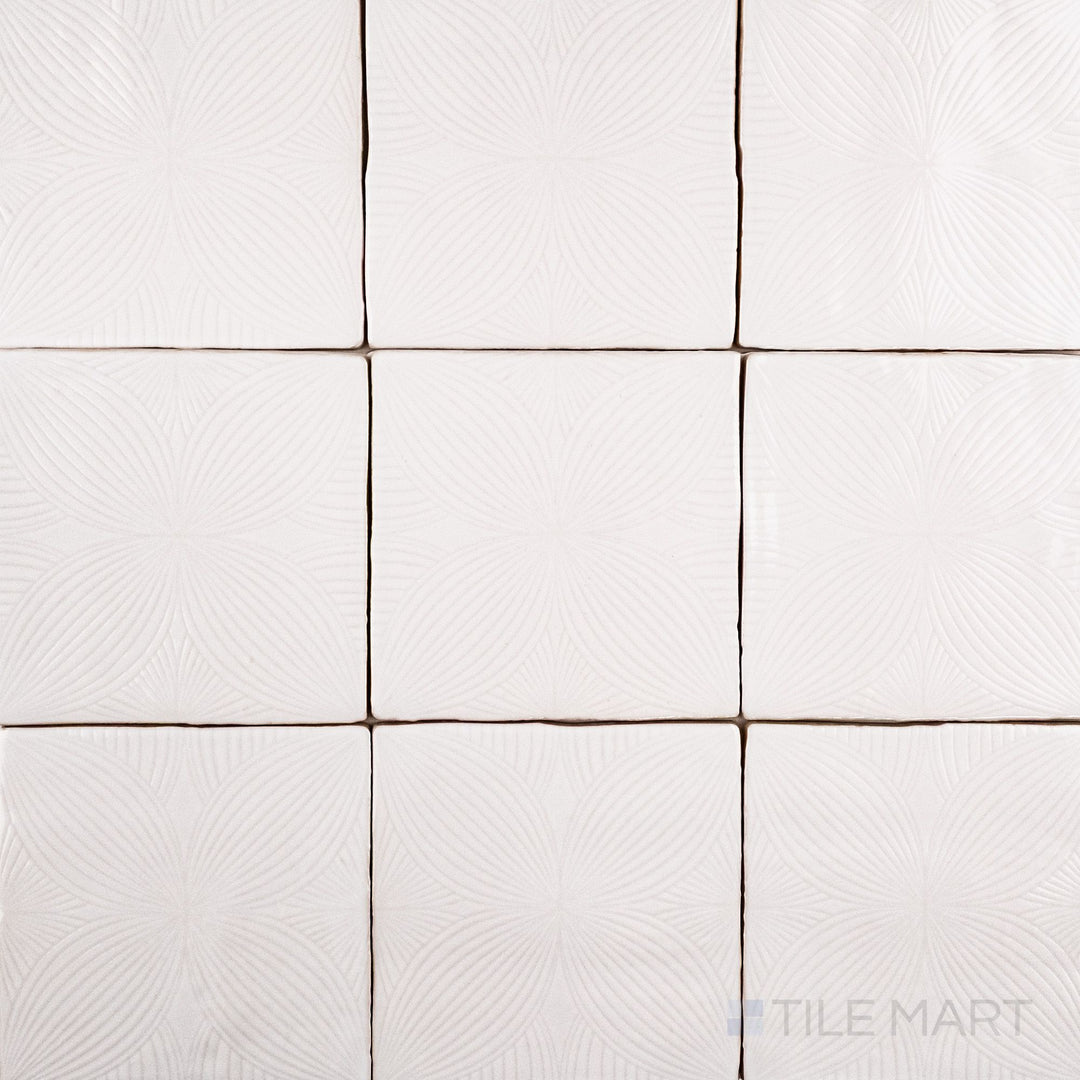 Melody Easton White Audrey Decor 5X5 Glossy Ceramic Tile