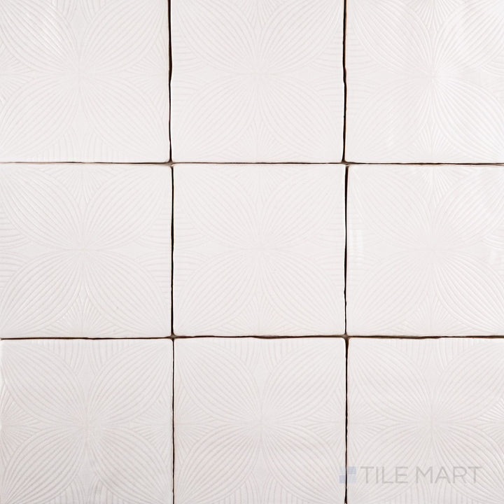 Melody Easton White Audrey Decor 5X5 Glossy Ceramic Tile