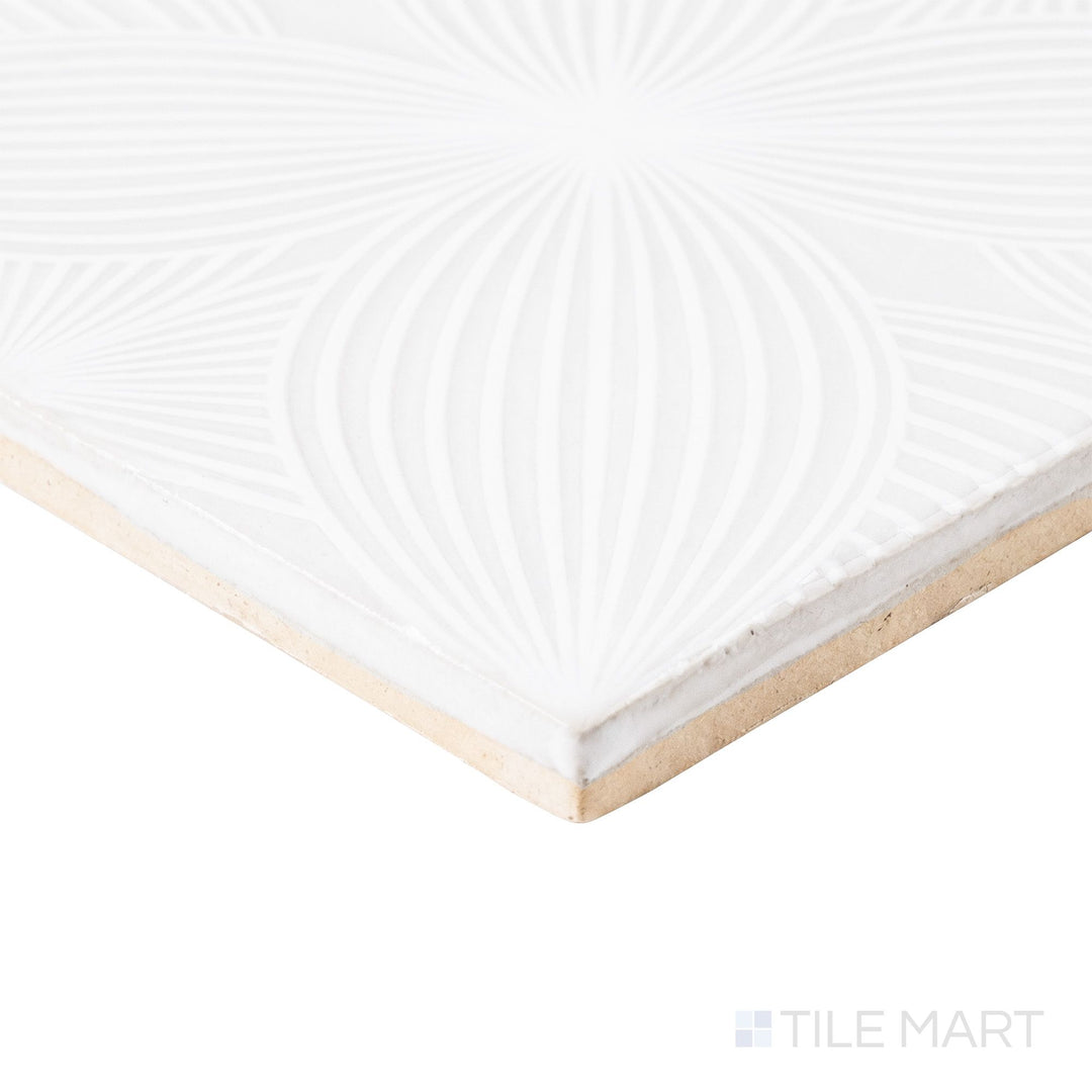 Melody Easton White Audrey Decor 5X5 Glossy Ceramic Tile