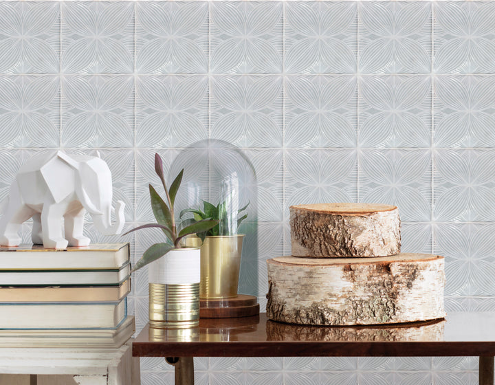 Melody Eme Ash Audrey Deco 5X5 Glossy Ceramic Tile
