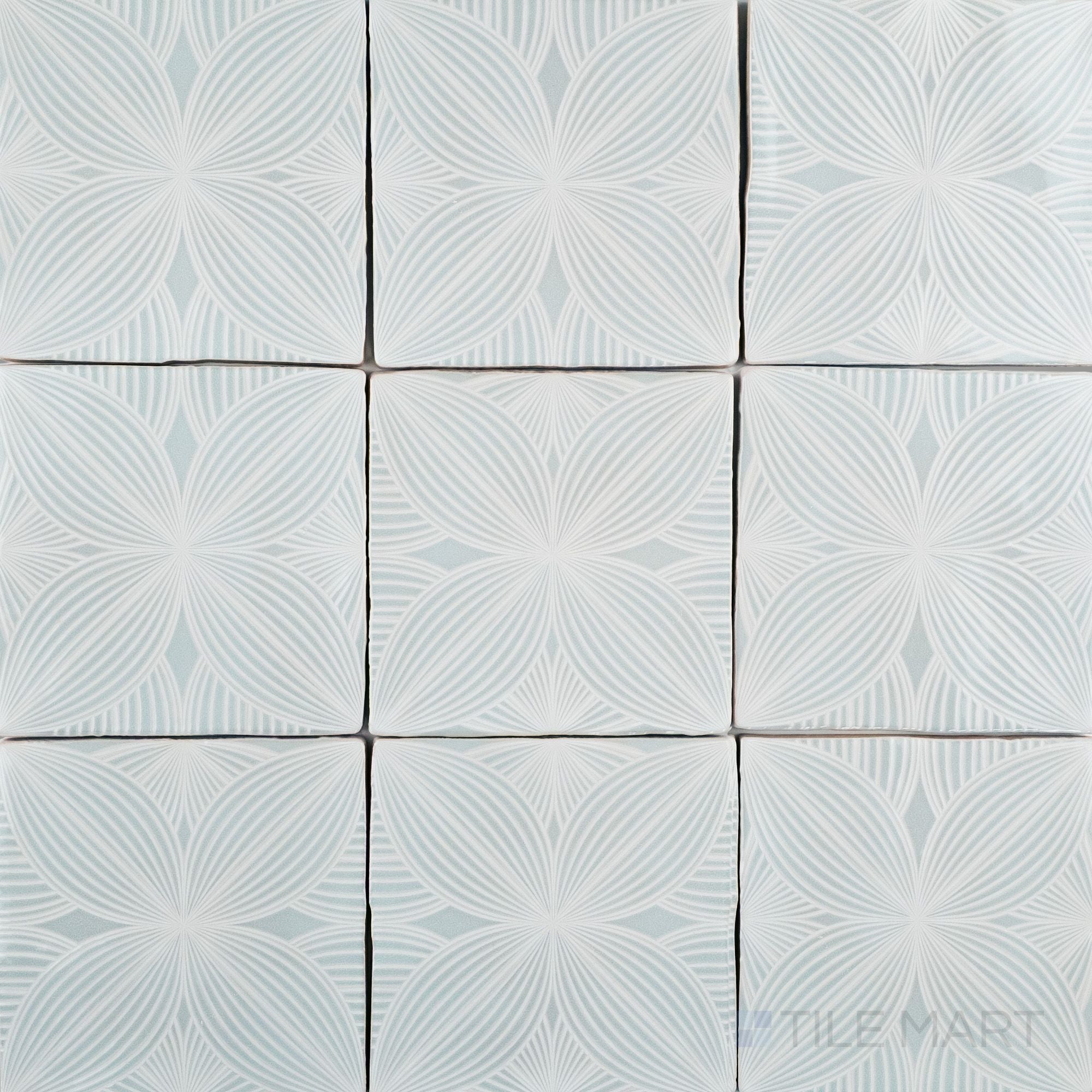 Melody Eme Ash Audrey Deco 5X5 Glossy Ceramic Tile | Tilemart