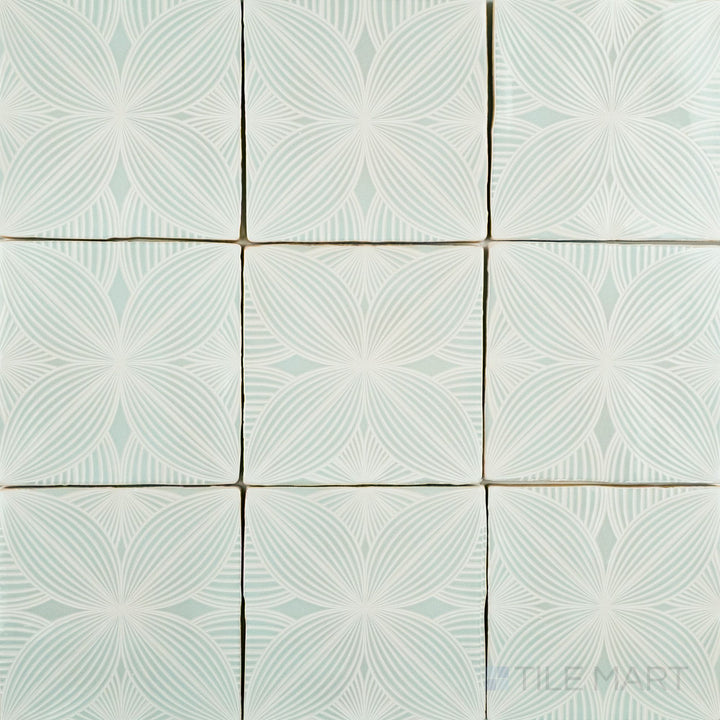 Melody Mint Grey Audrey Decor 5X5 Glossy Ceramic Tile