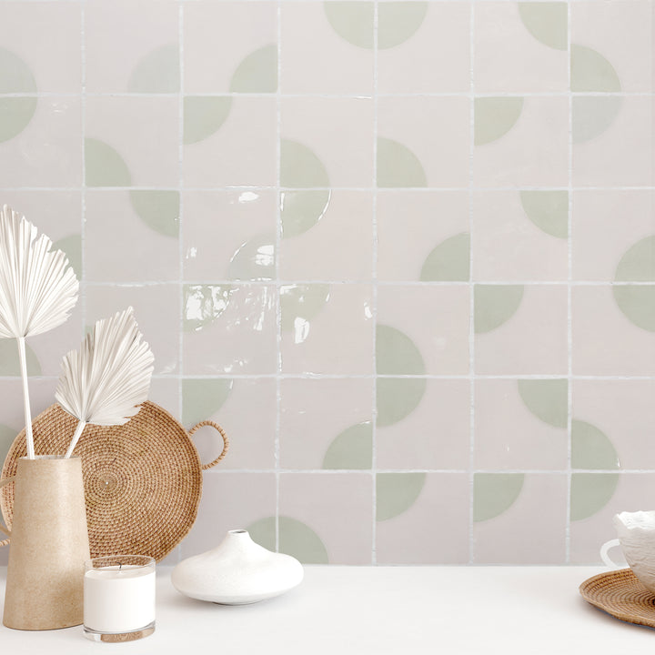 Melody Mint Grey Chloe Decor 5X5 Glossy Ceramic Tile