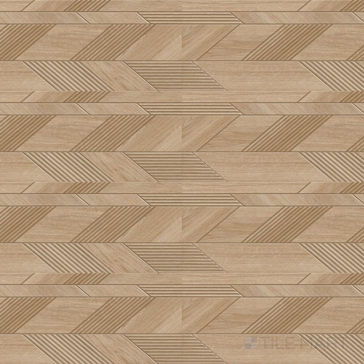 New Dimensions Dark Oak Chevron 12X36 Matte Ceramic Textured Panel