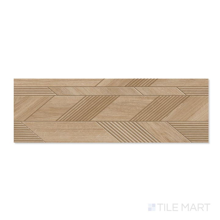 New Dimensions Dark Oak Chevron 12X36 Matte Ceramic Textured Panel