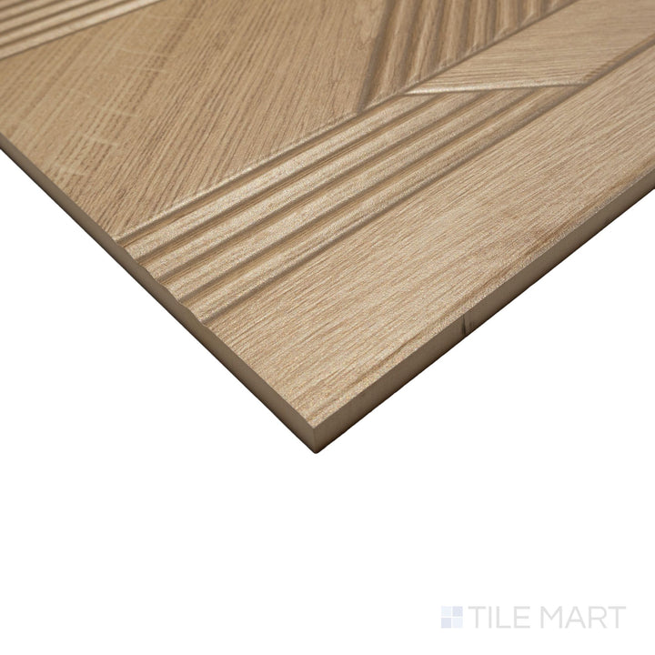 New Dimensions Dark Oak Chevron 12X36 Matte Ceramic Textured Panel
