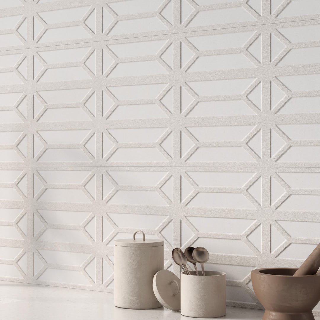 New Dimensions Ivory Bevel 12X36 Matte Ceramic Textured Panel