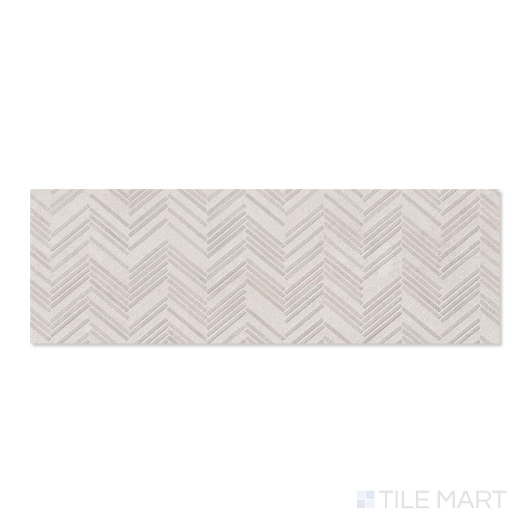 New Dimensions Ivory Herringbone 12X36 Matte Ceramic Textured Panel