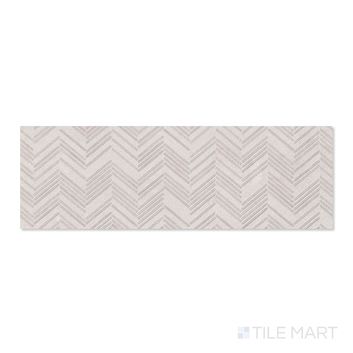 New Dimensions Ivory Herringbone 12X36 Matte Ceramic Textured Panel