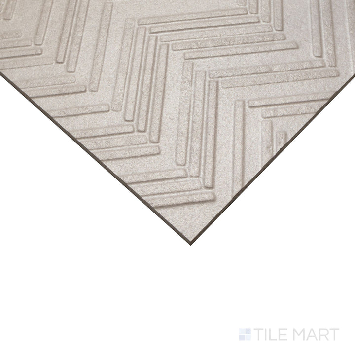 New Dimensions Ivory Herringbone 12X36 Matte Ceramic Textured Panel