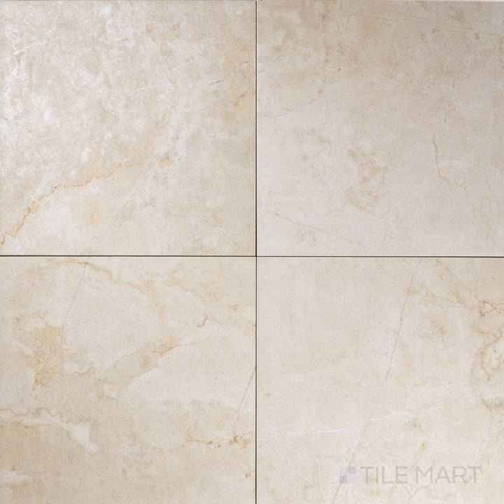 Overview of Parisian Chequer Creme 12x12 honed porcelain rectified tile displaying its classic chequer pattern and creme honed surface