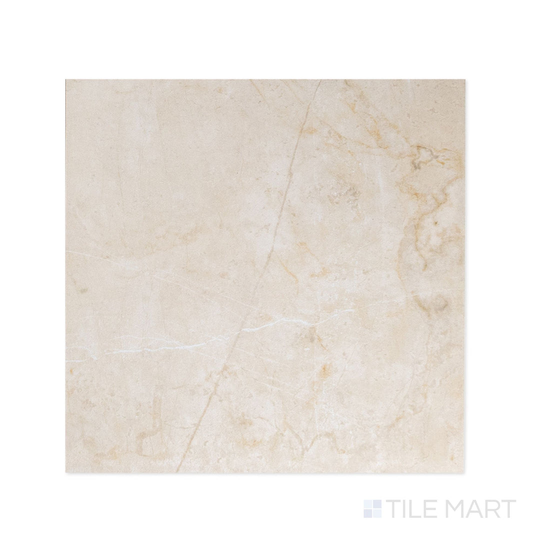 Top-down view of a single Parisian Chequer Creme 12x12 honed porcelain rectified tile showing its creme surface and smooth honed finish detail