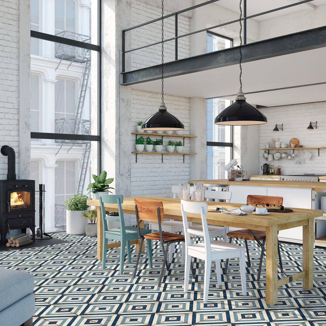 Retrospectives Royal Blues 8X8 Matte Porcelain Tile