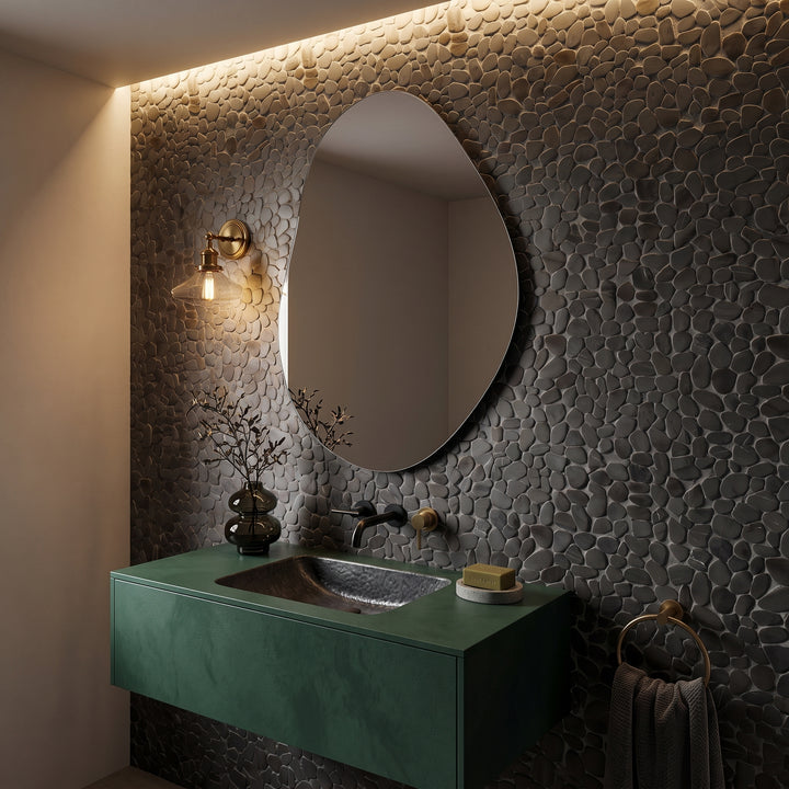 Simple Stone Nero Pebble Matte Glass Mosaic