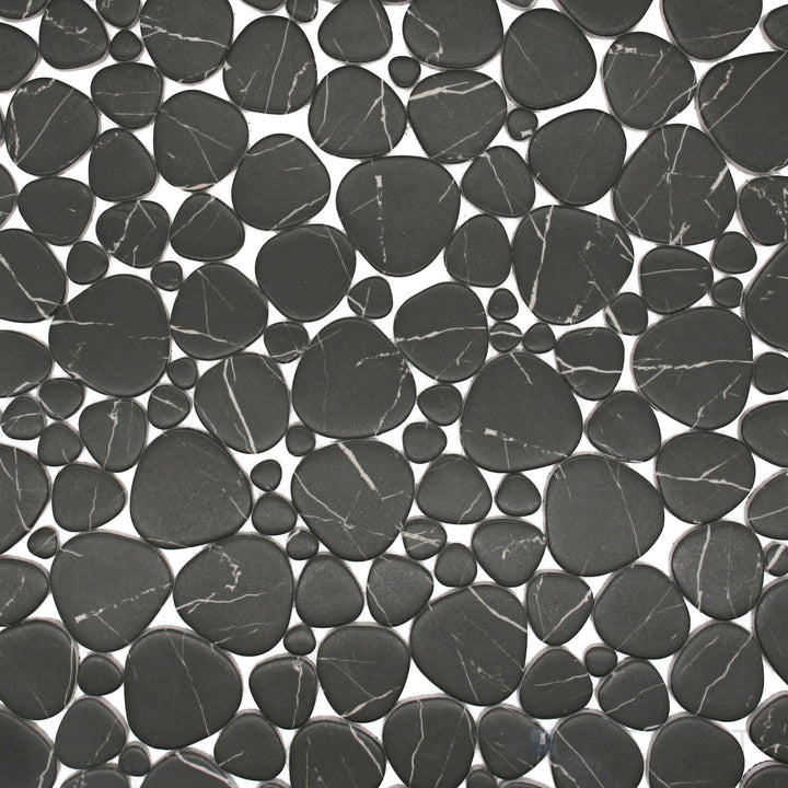 Simple Stone Nero Pebble Matte Glass Mosaic