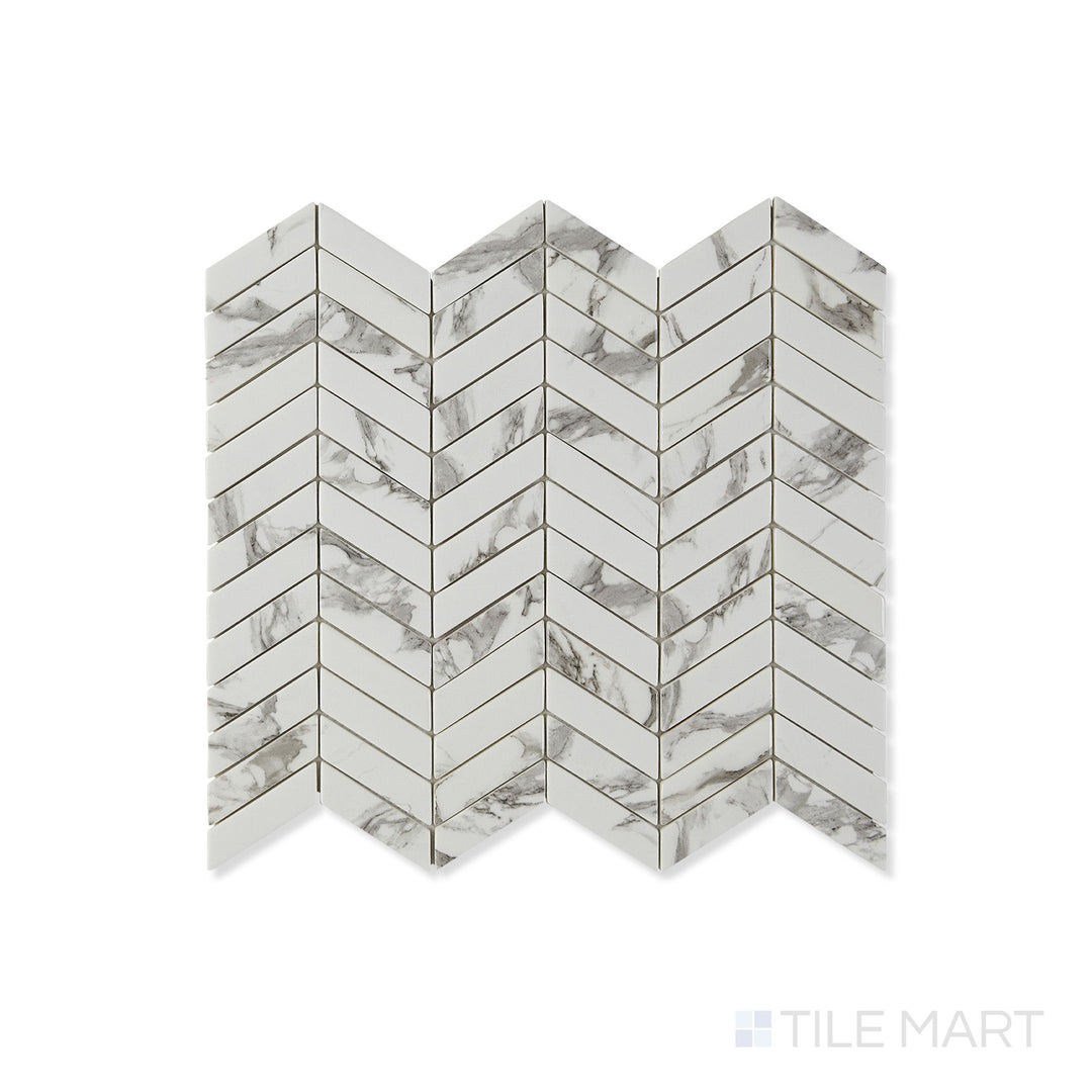 Simple Stone Bianco Chevron Matte And Glossy Glass Mosaic