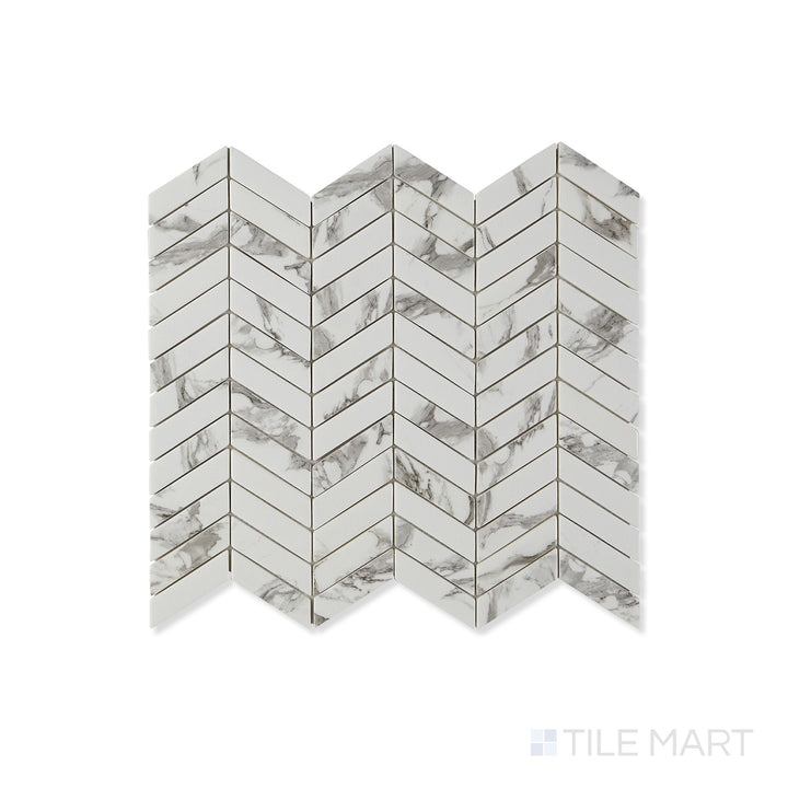 Simple Stone Bianco Chevron Matte And Glossy Glass Mosaic