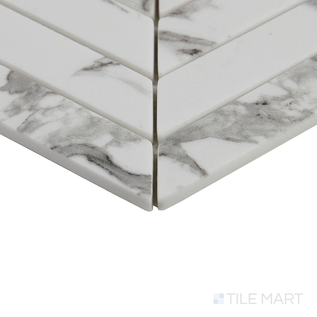 Simple Stone Bianco Chevron Matte And Glossy Glass Mosaic