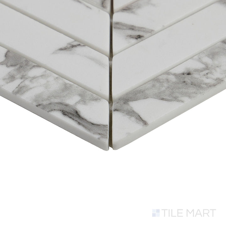 Simple Stone Bianco Chevron Matte And Glossy Glass Mosaic