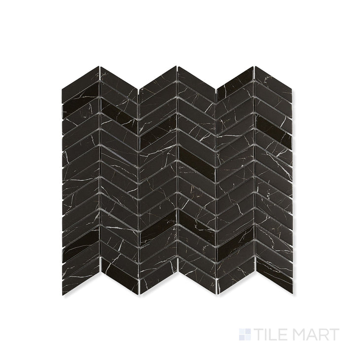 Simple Stone Nero Chevron Matte And Glossy Glass Mosaic
