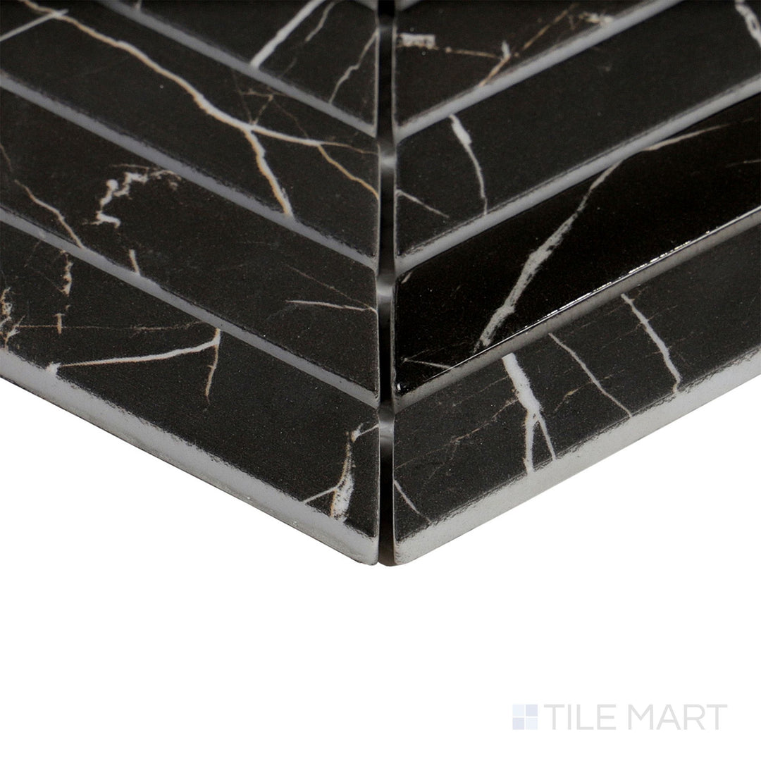 Simple Stone Nero Chevron Matte And Glossy Glass Mosaic