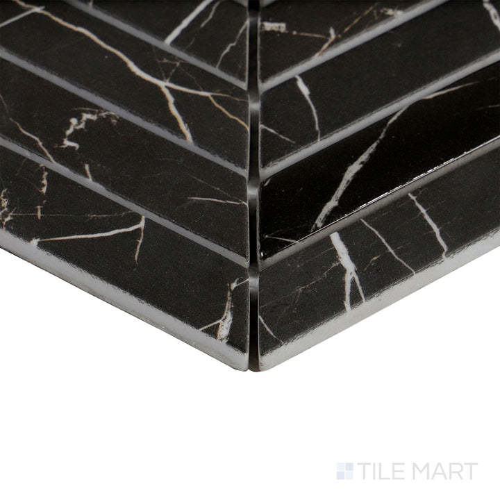 Simple Stone Nero Chevron Matte And Glossy Glass Mosaic