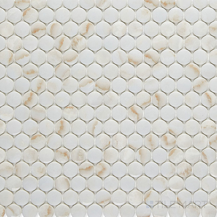 Simple Stone Oro Penny Round Matte And Glossy Glass Mosaic