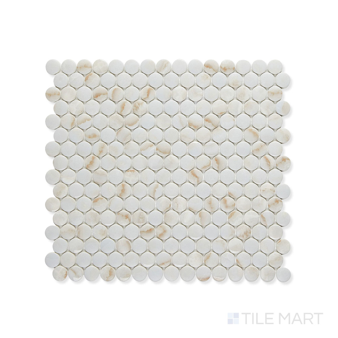 Simple Stone Oro Penny Round Matte And Glossy Glass Mosaic