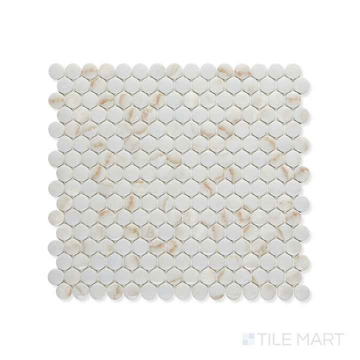 Simple Stone Oro Penny Round Matte And Glossy Glass Mosaic