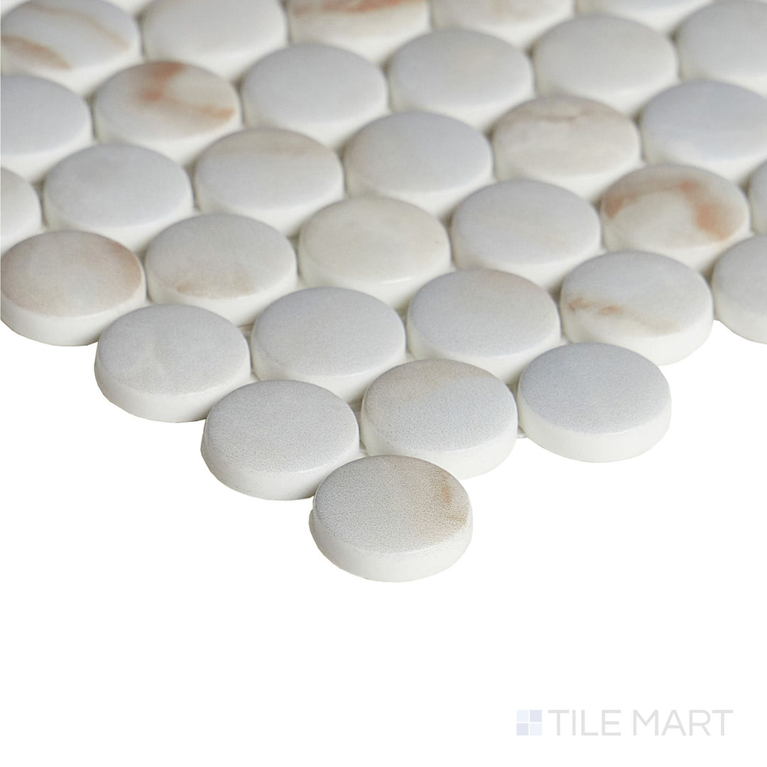 Simple Stone Oro Penny Round Matte And Glossy Glass Mosaic