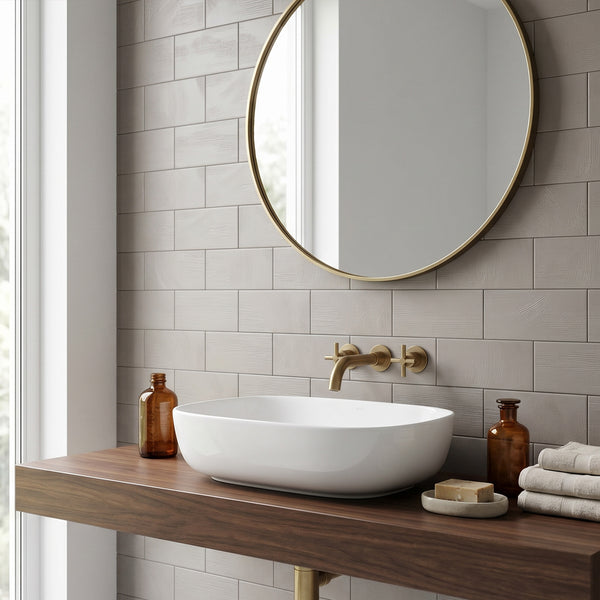 Spatula Ember 3.5x7 matte porcelain subway tile conveying a modern, artisanal character with its warm ember tone and understated matte finish