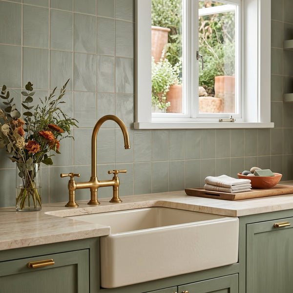 Spatula Sage Mist 7x7 matte porcelain tile reflecting a warm, handcrafted character with its cool sage mist tone and artisanal matte finish