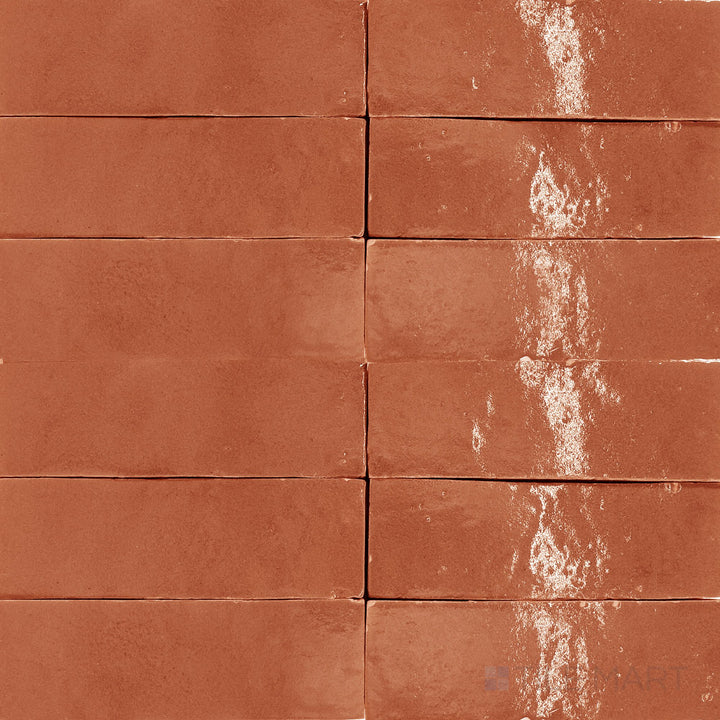 Zellige Classique Al Hamra 2X6 Glossy Terracotta Subway Hand Cut Tile