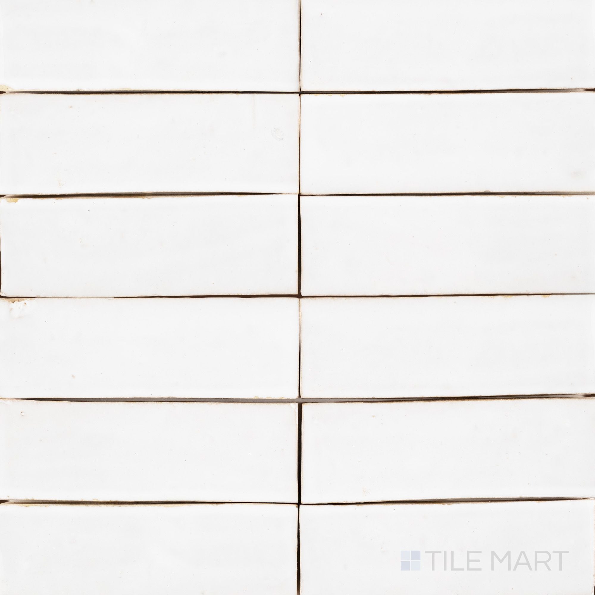 Zellige Classique Atlas White 2X6 Glossy Terracotta Subway Hand Cut Ti