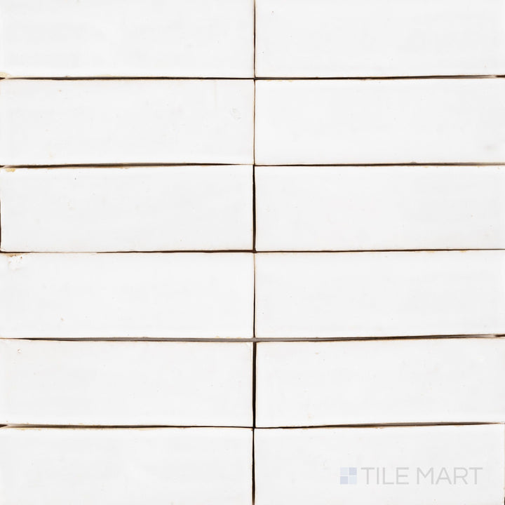 Zellige Classique Atlas White 2X6 Glossy Terracotta Subway Hand Cut Tile